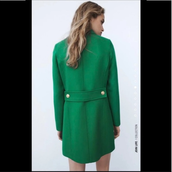 Women Zara Apple Green Buttoned Coat Size XS - Picture 5 of 16